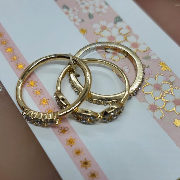 Torrid Gold-Tone Stack Rings with Clear Crystal Accents (Size 8) - Picture 5 of 7